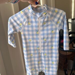 Janie and Jack Blue and White Rashguard Swim Top